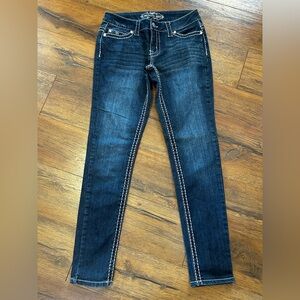 Paisley Sky Women’s 4 Denim Blue Jeans Rhinestone Button Pockets Pants Bottoms